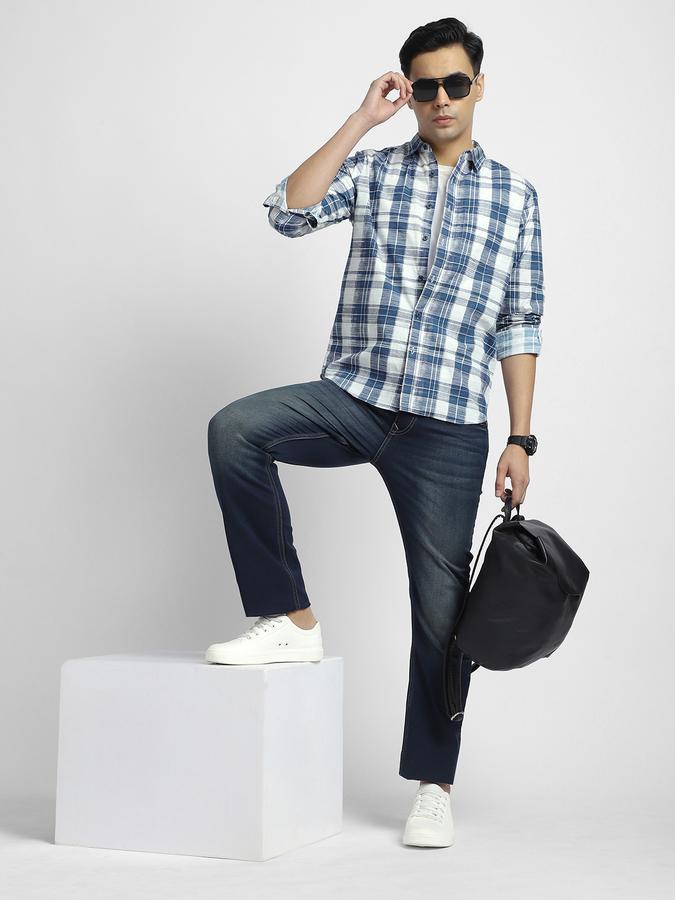 R&B Men's Navy Checked Shirt