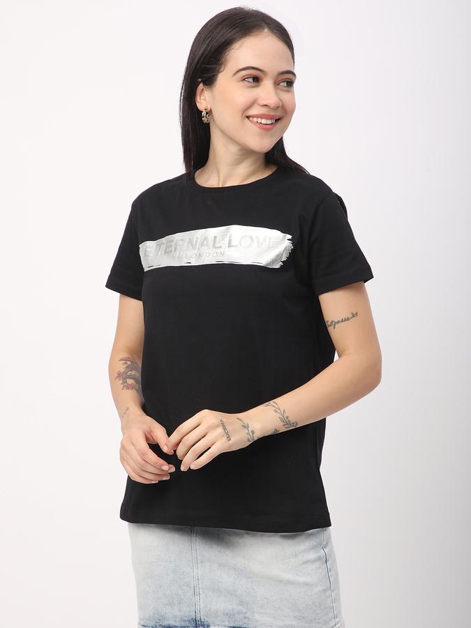 R&B Women Black Graphic T-Shirt