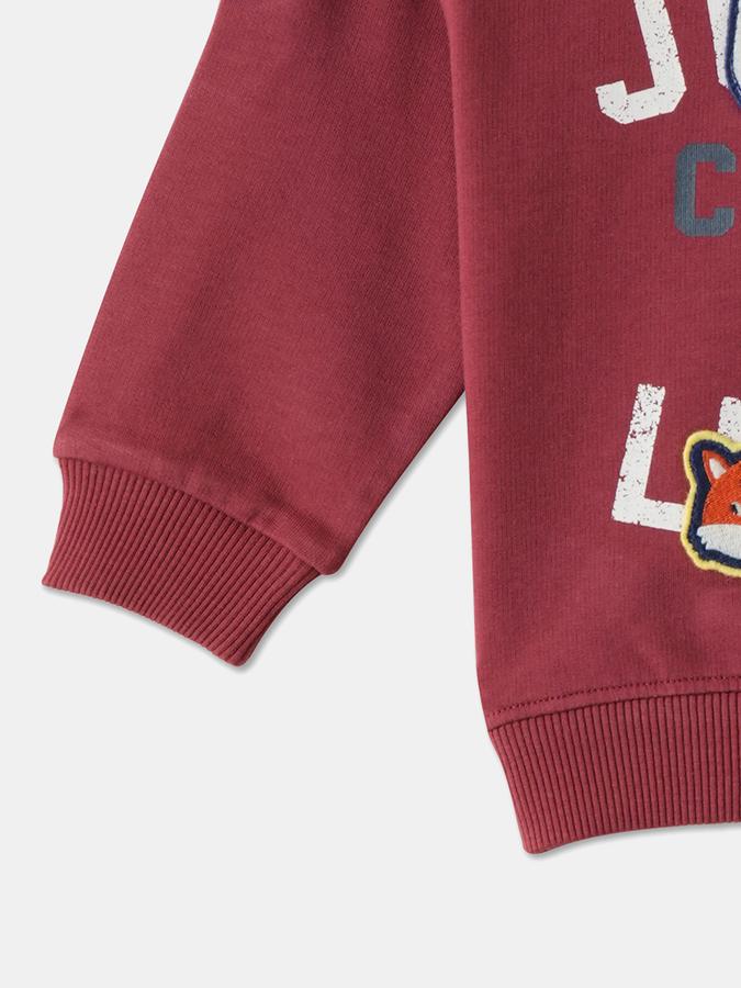 R&B Boys' Maroon Printed Sweatshirt