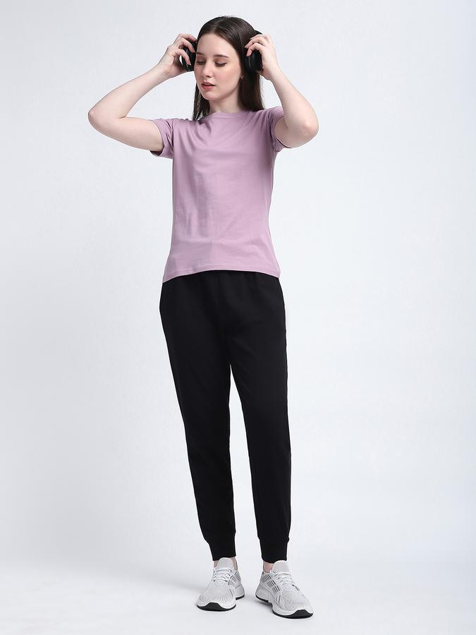 Women Cotton Blend Jogger Mid Rise Solid Pants