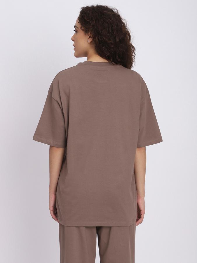 R&B Women Brown Solid Relaxed Co-ord Set
