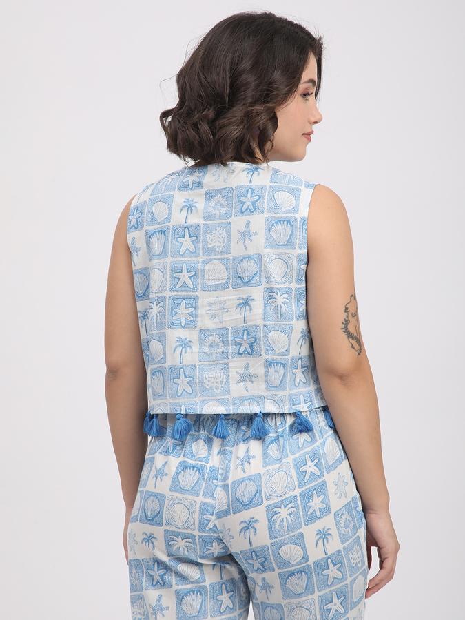 Women Cotton Regular Fit Round Neck Printed Ethnic Top