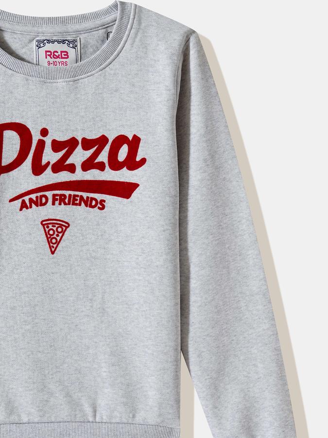 Girls Fleece Regular Fit Crew Neck Graphic Sweatshirt