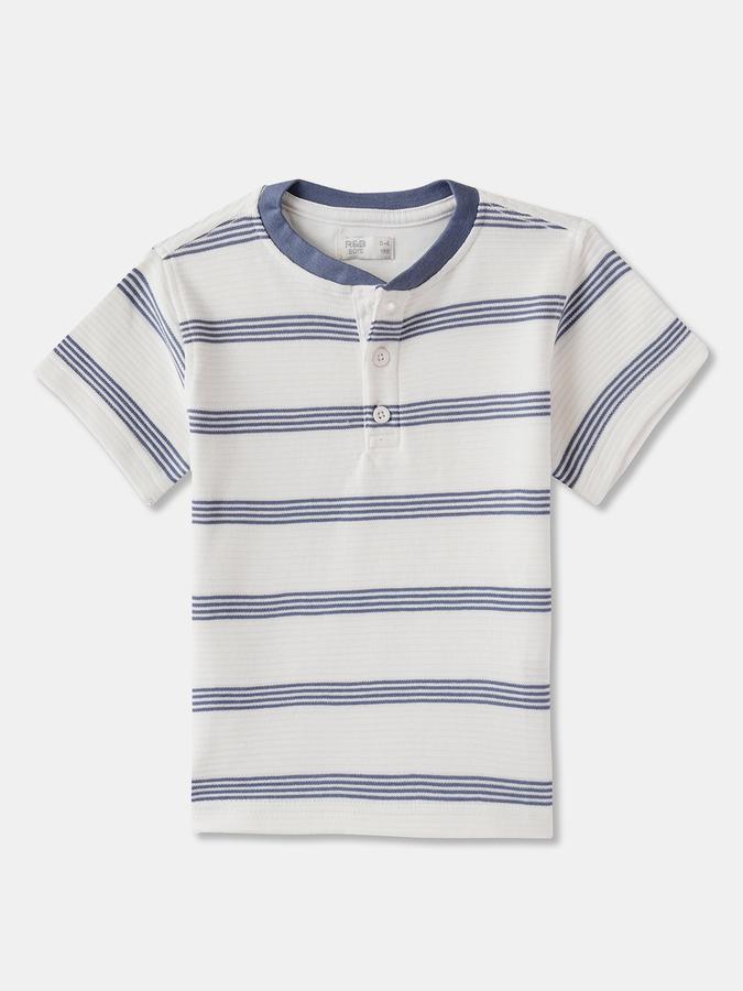 Boys Striped Pure Cotton Regular T Shirt 