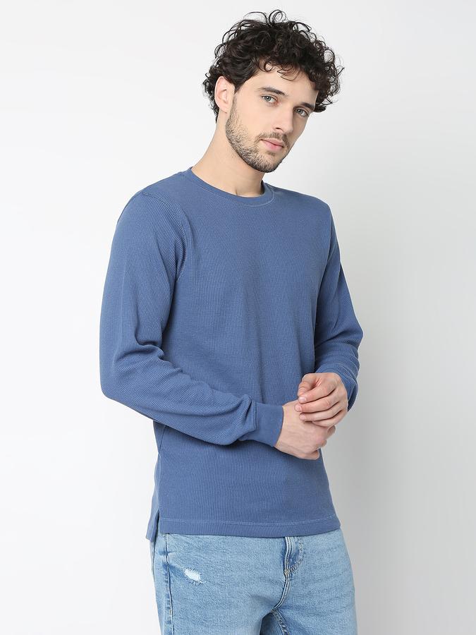 Men Ribbed Regular Fit Crew-Neck T-Shirt image number 2