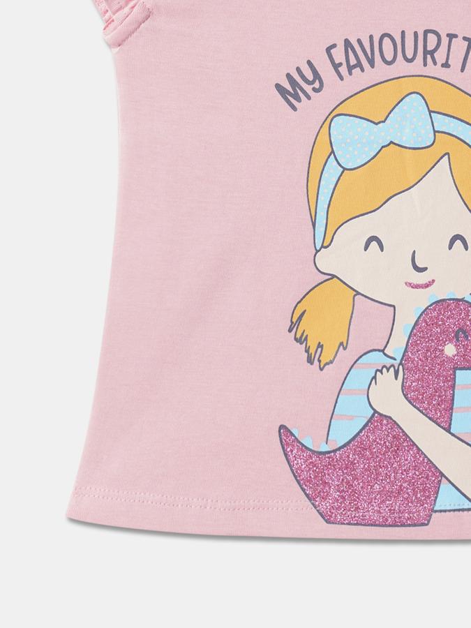 Girls Typographic Print Regular Fit T-Shirt image number 3