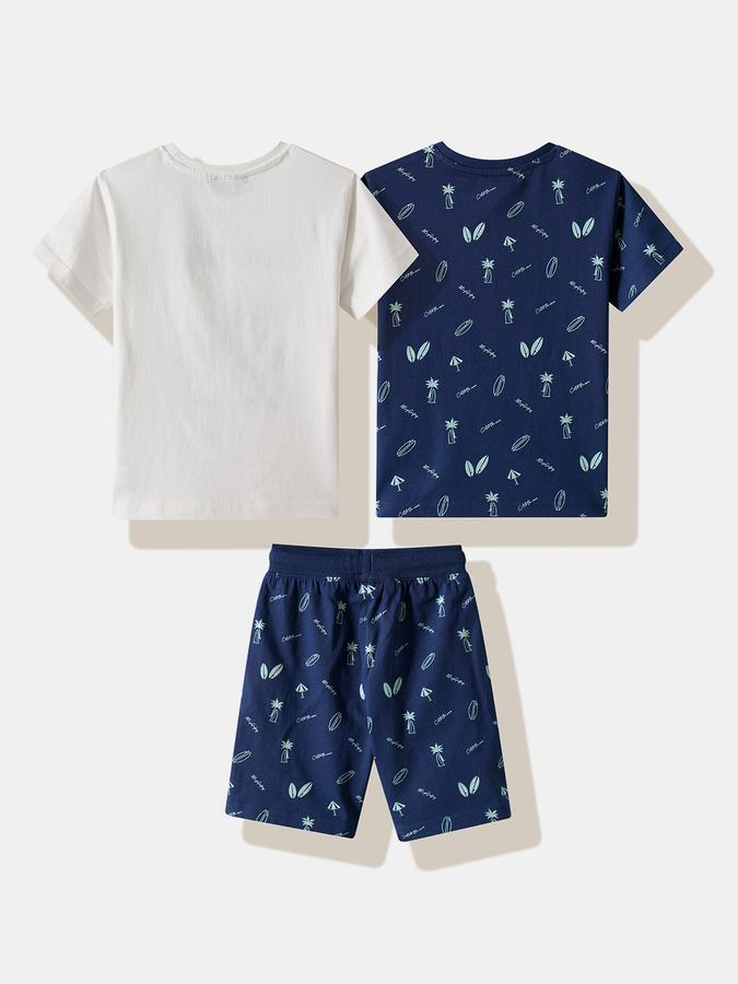Boys Cotton Graphic T-shirt And Graphic Print Shorts Set