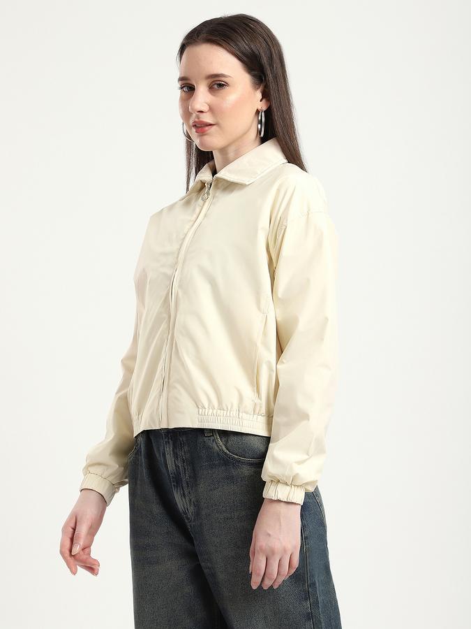 R&B Women Beige Solid Lightweight Jacket