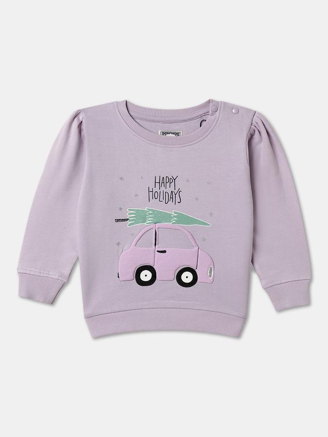 Girls Graphic Regular Fit Long Sleeve Crew Neck Appliqu&eacute; SweaT-Shirt