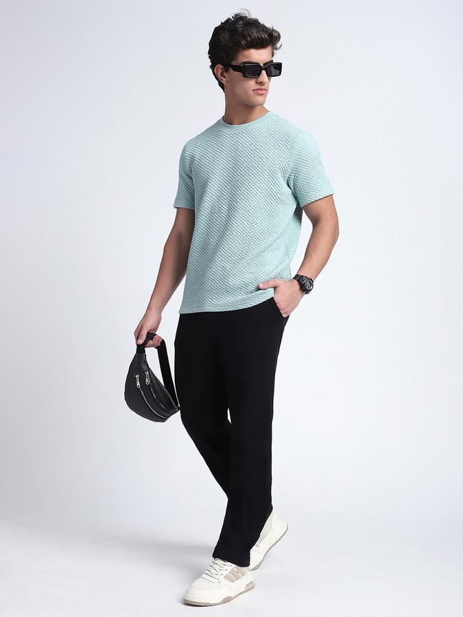 Men Cotton Regular Fit Drawstring Textured Pants