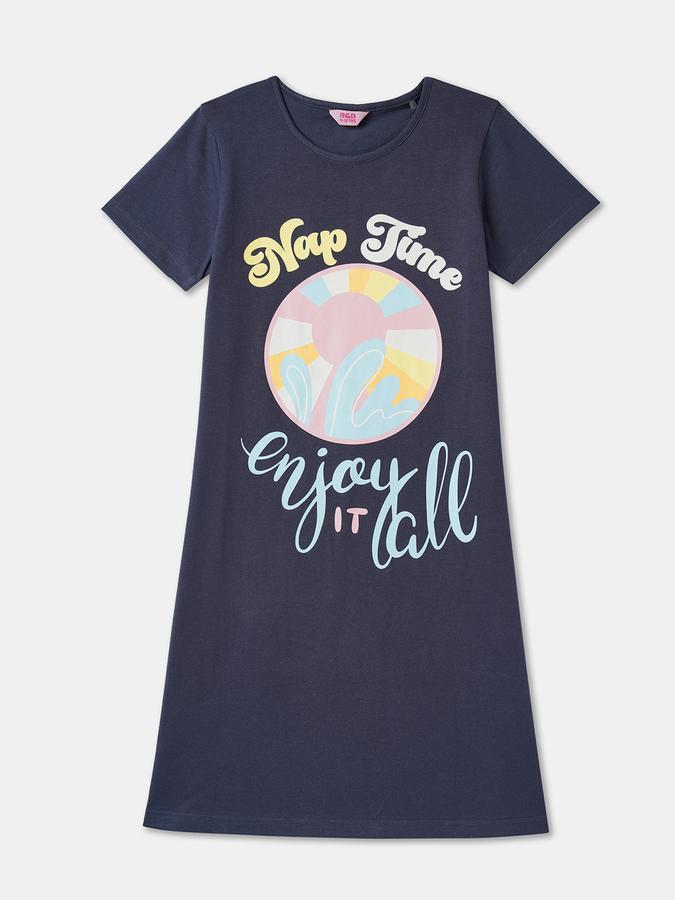 Girls Cotton Short Sleeve Graphic Nightdress