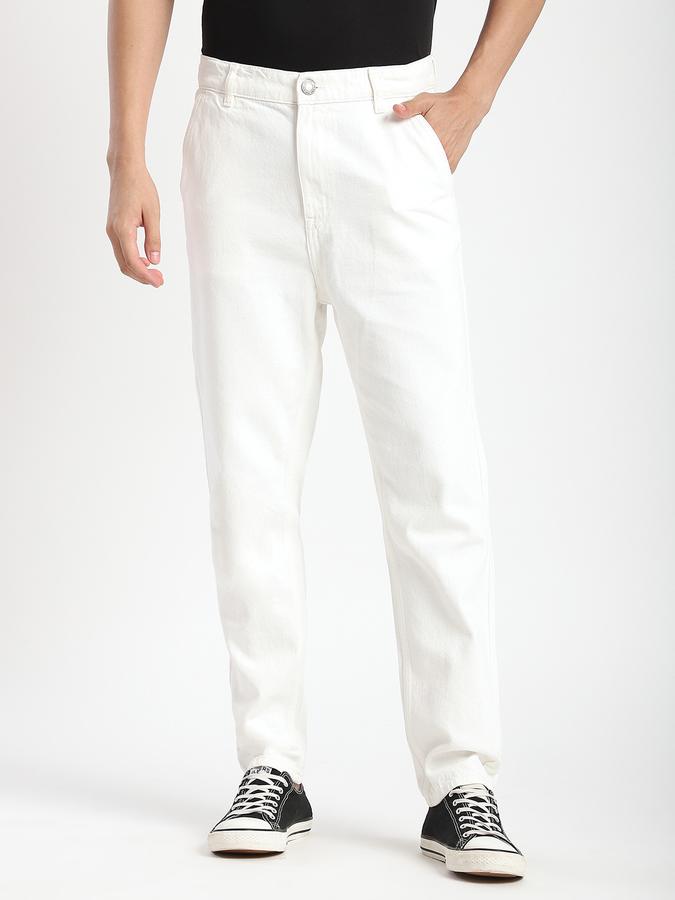 Men Cotton Relaxed Fit Flat Front Solid Trousers
