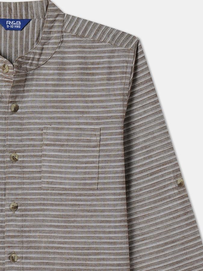 Boys Regular Fit Full Sleeve Mandarin Collar Shirt