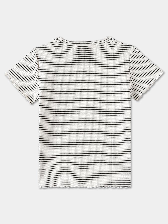 Girls Blend Striped Short Sleeve Crew Neck Top