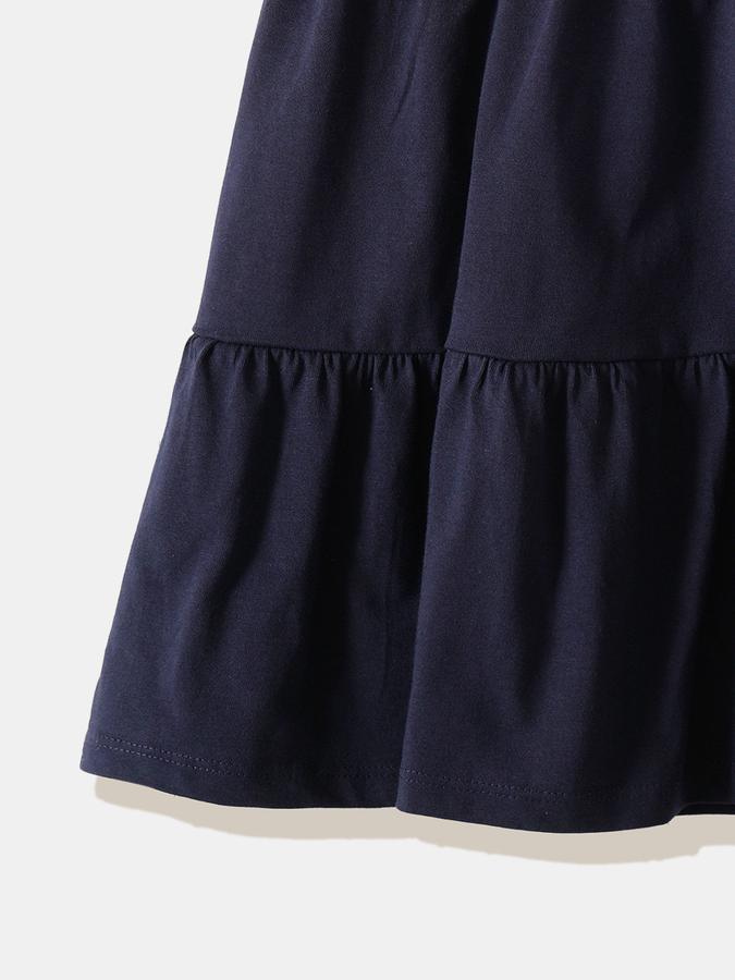 Girls Cotton Regular Fit Crew Neck Printed Dress