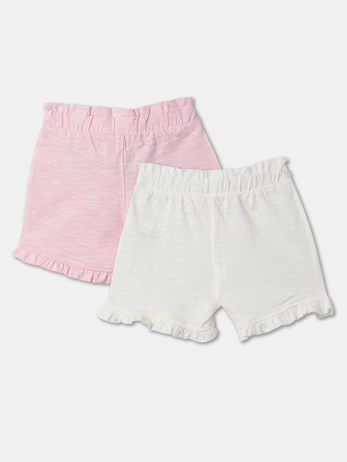 Girls Cotton Regular Fit Paperbag Waist Clean Hem Shorts