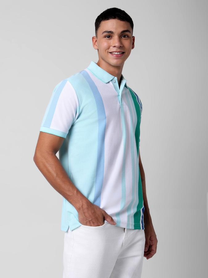 Men Striped Regular Fit Polo T-Shirt image number 2