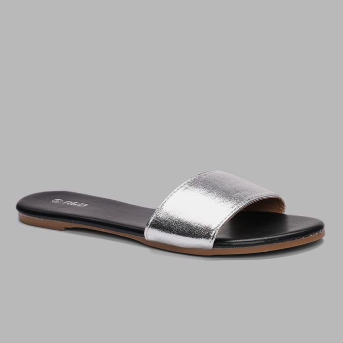 R&B Women's Silver Slip On Sandals image number 2