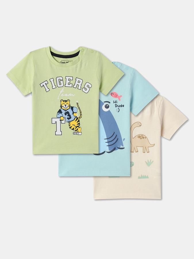 Pack of 3 Boy Graphic Print Round-Neck T-Shirts