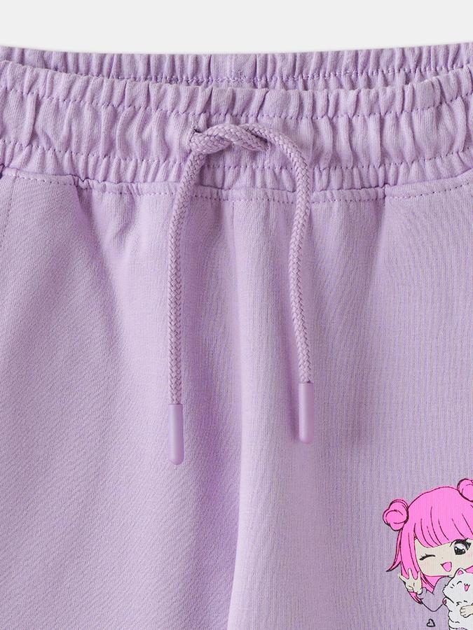 Girls Cotton Regular Fit Drawstring Waist Cuffed Hem Joggers