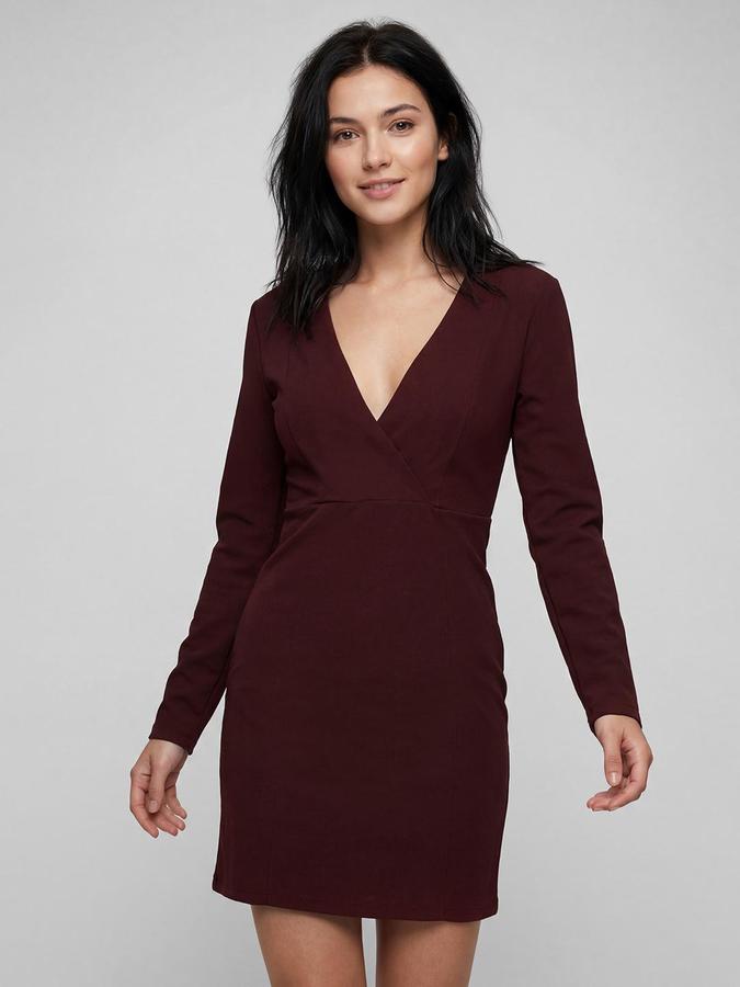R&B Red Polyester Solid Women Dresses