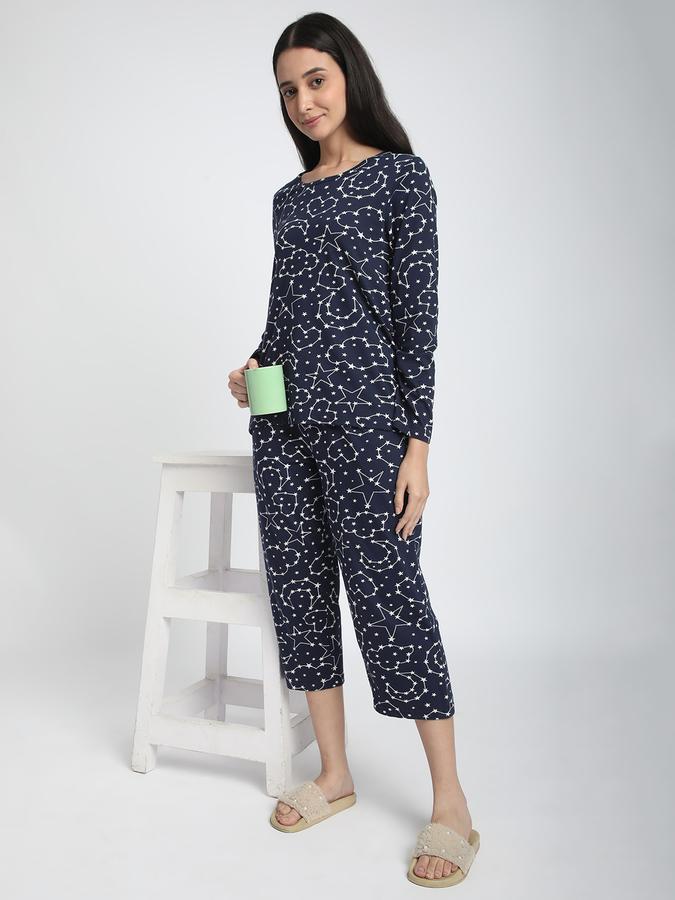 Women Cotton Relaxed Fit Drawstring Printed Capri Pants