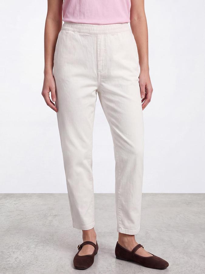 R&B Women Ivory Tapered Fit Jogger Waist Jeans