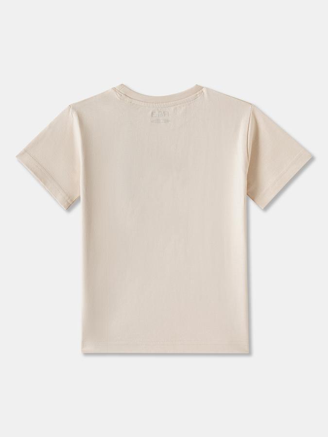 R&B Boys' Beige Printed T-Shirt