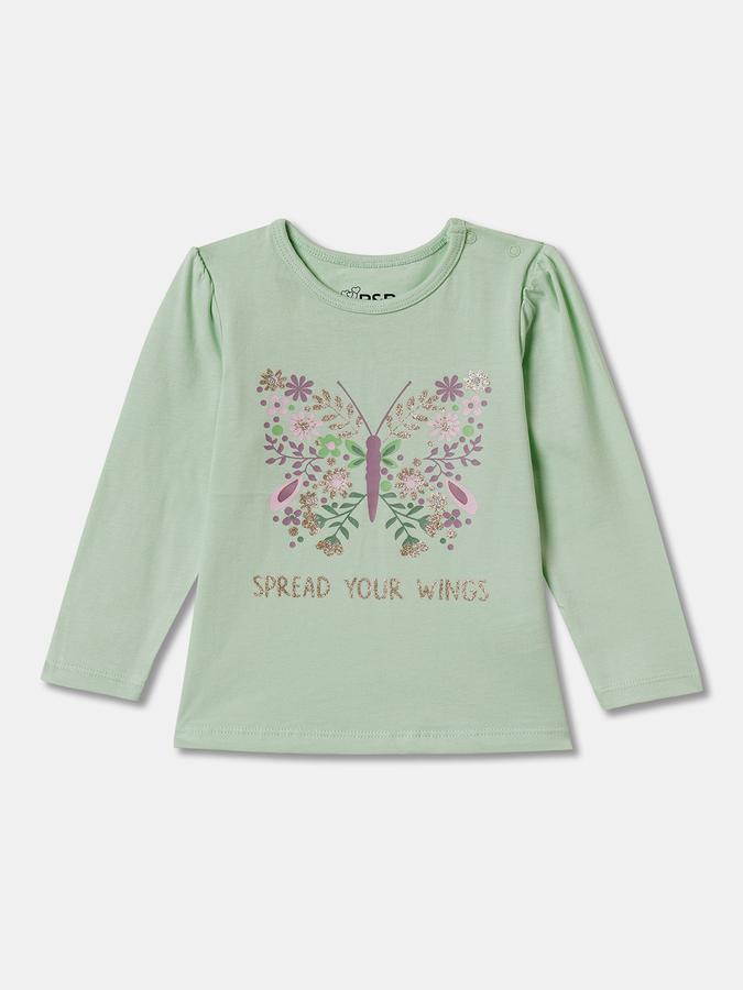 Girls Graphic Print Pure Cotton Regular T Shirt
