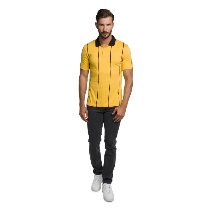 R&B Polo Collar Striped Yellow Polo T-Shirt image number 1