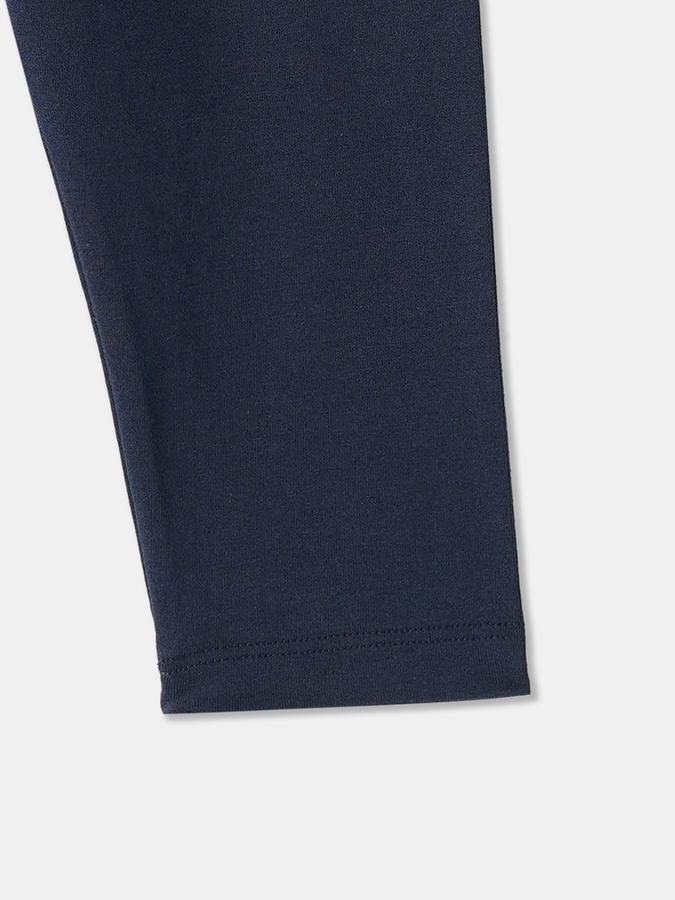 Girls Cotton Blend Fitted Elastic Waist Solid Leggings