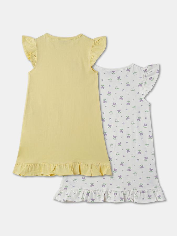 Pack of 2 Girls Typographic Print Nighshirts image number 1