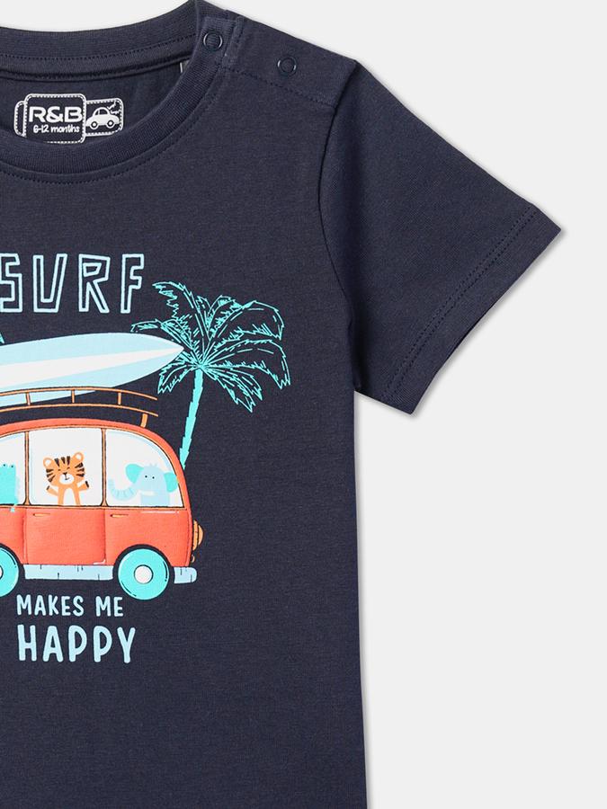Boys Graphic Print Relaxed Fit Round-Neck T-Shirt image number 2