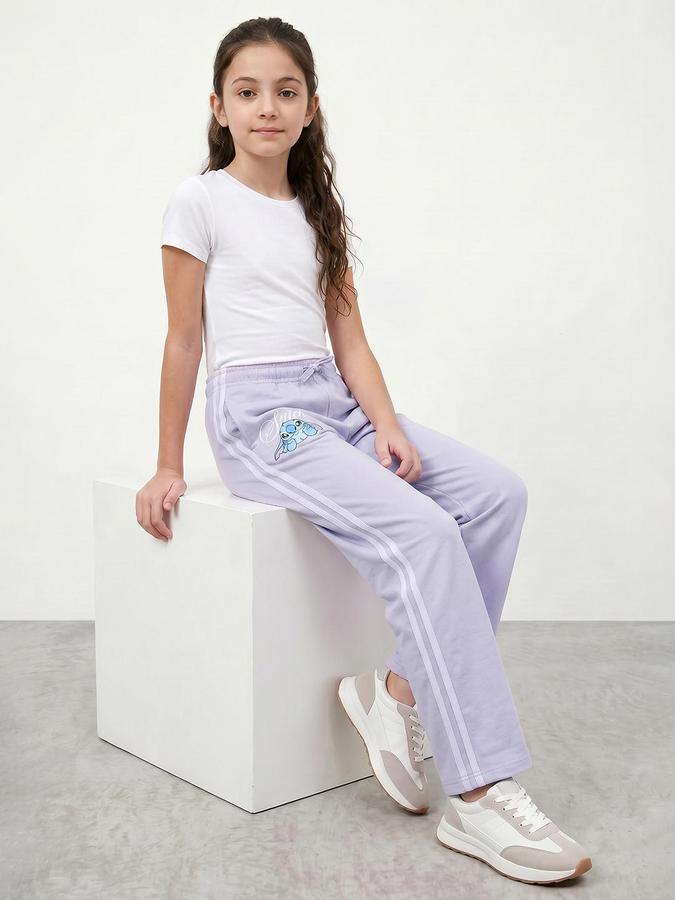 R&B Girl Purple Wide Leg Graphic Track Pants 