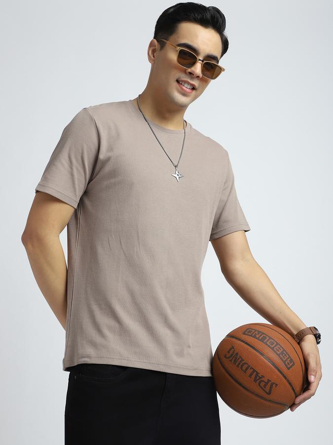 Men Cotton Regular Fit Crew Neck Solid T-shirt