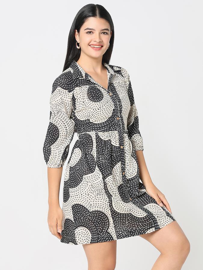 R&B Women's Black Printed Dress