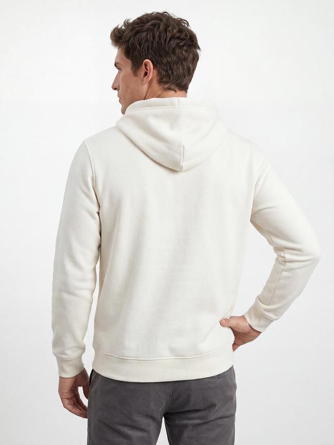R&B White Blended Solid Men Sweatshirts