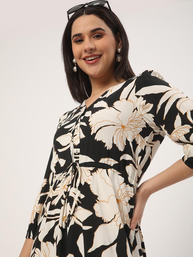 Women Floral Print V-Neck Dress data-index=