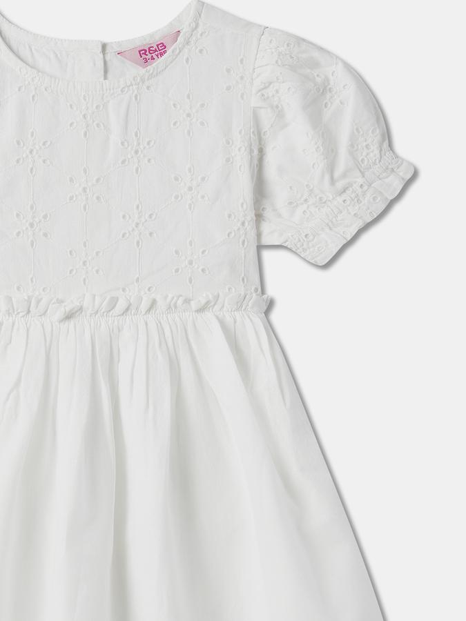 Embroidered A-Line Dress with Puffed Sleeves image number 2