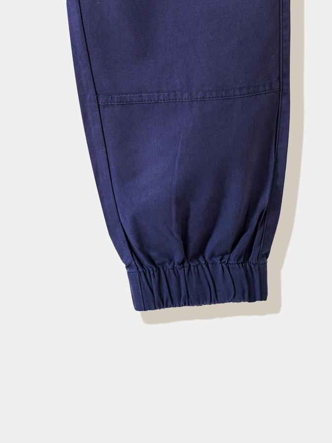 Boys Twill Regular Fit Drawstring Waist Cuffed Hem Trousers