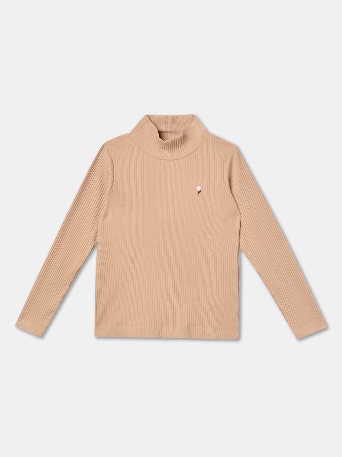 Girls Ribbed Regular Fit Long Sleeve Turtleneck Top