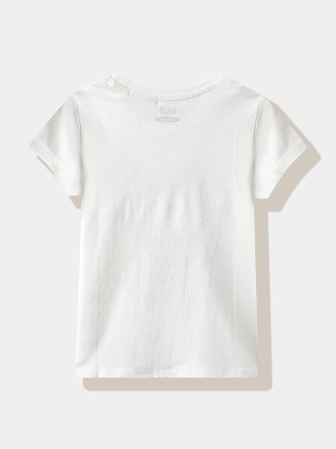 Girls Cotton Regular Fit Crew Neck Graphic T-shirt