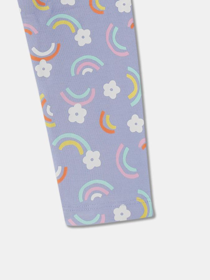 Girl Printed Leggings with Elasticated Waist image number 2