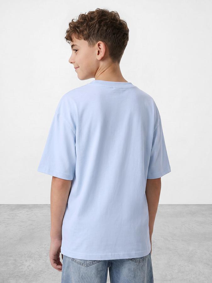 R&B Boys Blue Short sleeve Round Neck Game On Football Graphics Bold Graphic Pure Cotton T-Shirt