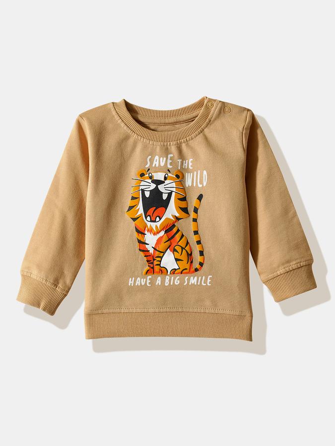 Boys Cotton Graphic Sweatshirt And Solid Joggers Set