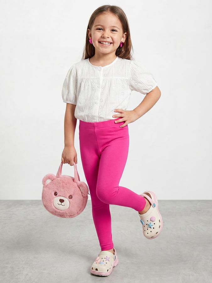 R&B Girl Pink Solid Cotton Blend Leggings