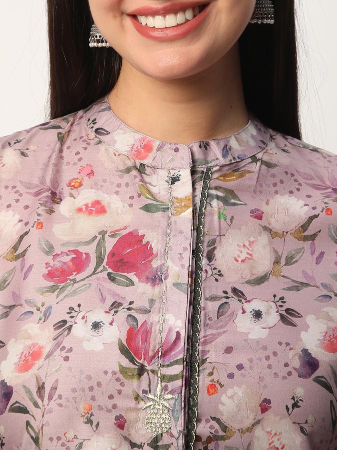 Women Polyester Regular Fit Mandarin Collar Printed Kurta