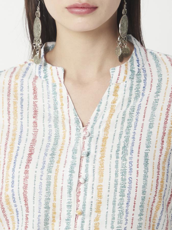 Women Rayon Regular Fit Mandarin Collar Printed Kurta