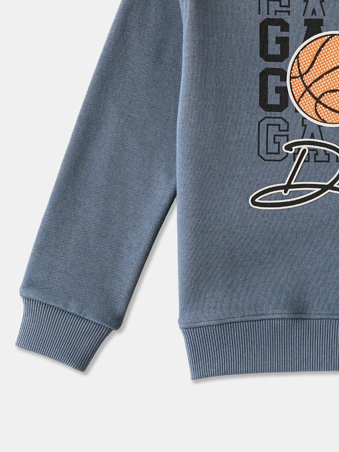 R&B Boys' Blue Printed Sweatshirt