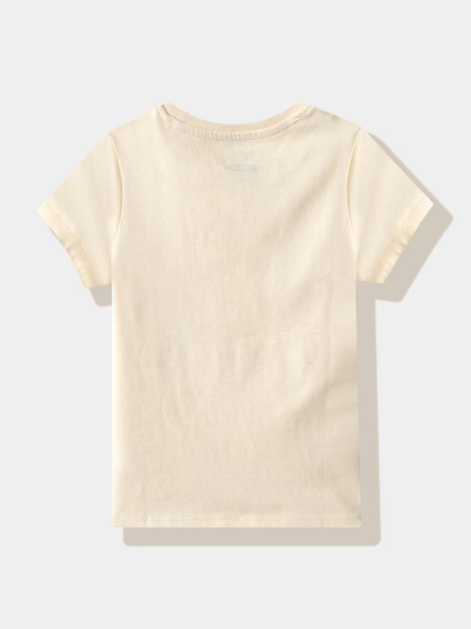 Girls Cotton Regular Fit Crew Neck Graphic T-shirt